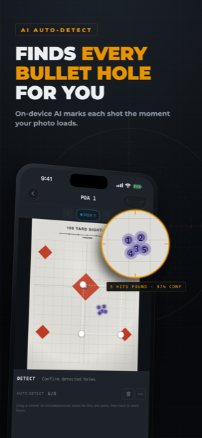 EasyZero automatically detecting bullet holes on a photographed target